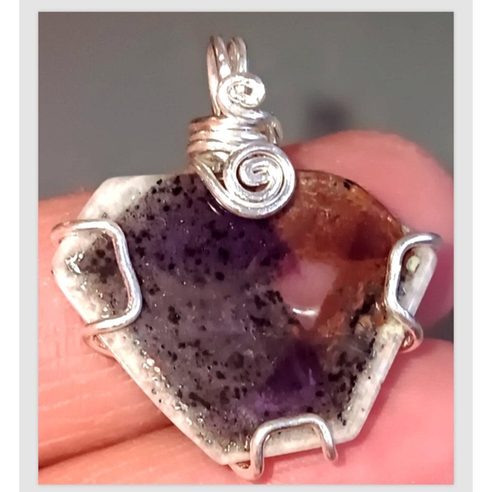 Amethyst Pendant Sterling Silver Hexagon Shape Handmade